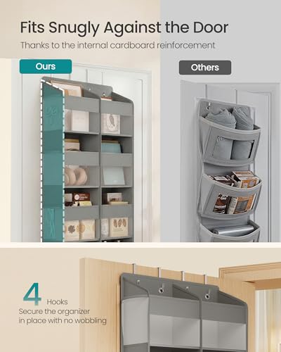SONGMICS-Over-the-Door-Organizer-5-Tier-Extra-Large-of-9-Compartments-door-storage-Heavy-Duty-Transparent-Dove-Gray-TINA-Collection-URDH009GD01
