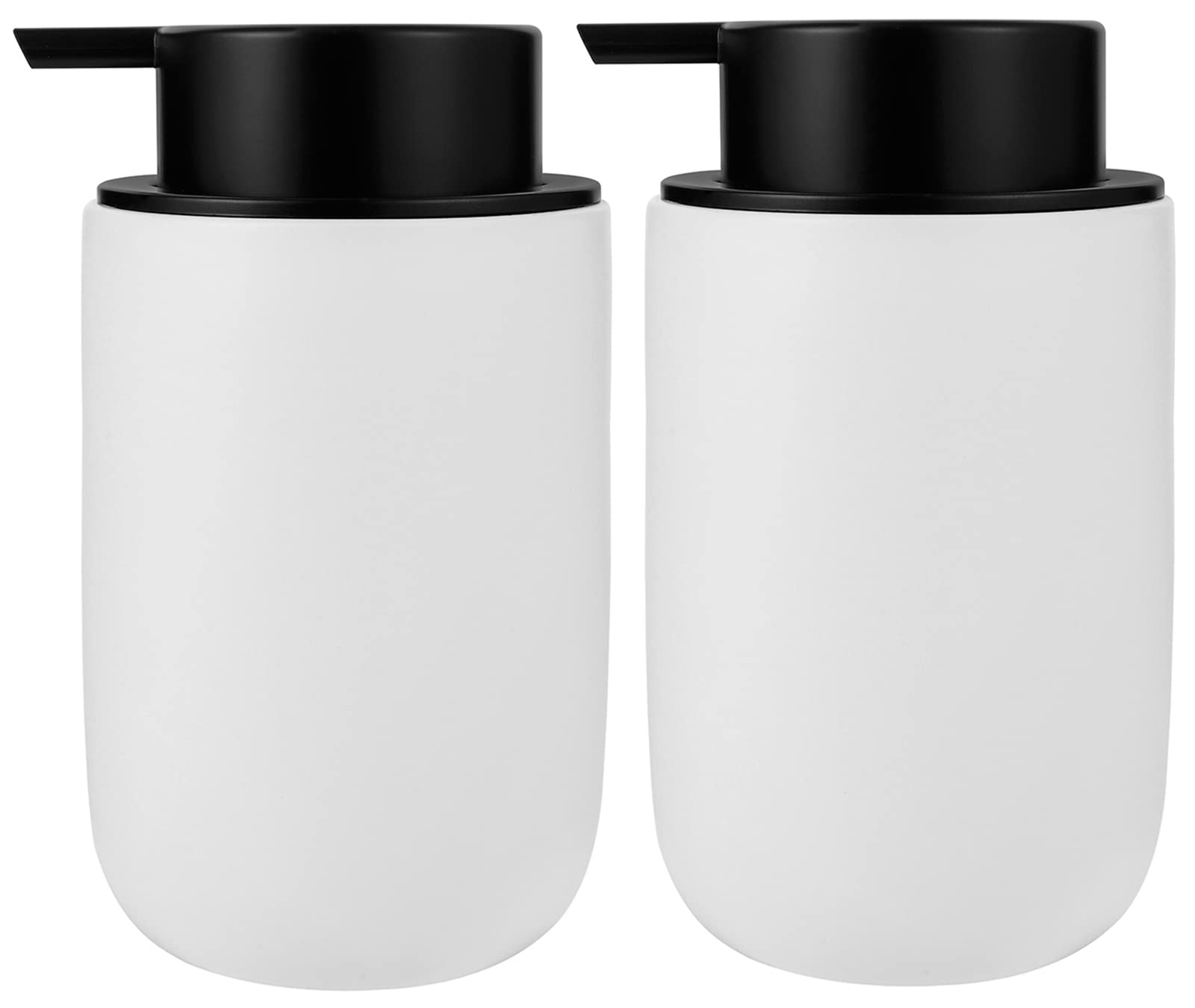 Foaming Soap Dispenser Thick Ceramic Foam Hand Soap Dispenser for Bathroom or Kitchen Sink, Liquid Pump Bottles for Hand soap, Body Wash, 2 Pack White