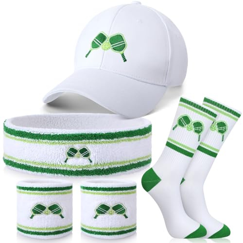 Panitay 4 Pack Funny Dink Ball Lover Gifts Dink Ball Hats Sports Wrist Head Sweatbands and Novelty Socks for Men Women