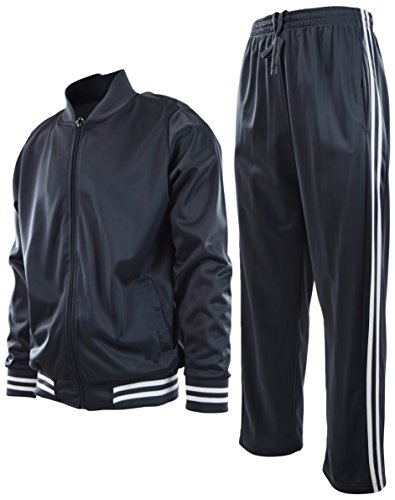 Mens Athletic 2 Piece Tracksuit Set (M, 2LINESET-Grey)