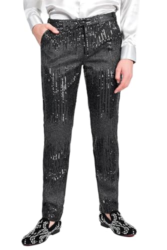 Barabas Men's Rhinestone Sequin Design Shiny Luxury Pants CP3085 Navy 323