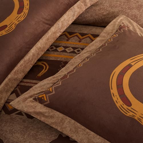 Image of Chezmoi Collection Sedona 7-Piece Southwestern Wild Horses Microsuede Bedding Comforter Set, Extra Wide King, Brown