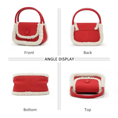 Lanpet Women Plush purse Soft Winter Fluffy Fuzzy Plush Top Handle Purse and Handbag With Long Shoulder Strap3