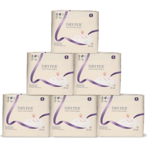 Image of Baby Diapers, DRYPER Disposable Diaper Newborn Size 2 Diapers (9-18 lbs), 162 Count, 3D Leak Guards & Wetness Indicator, Ultra-Soft & Thin, Fast Water Absorption Nappies