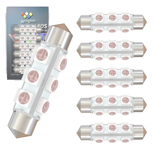 Wiseshine 360 deg 42mm DC 12V 569 LED Bulb Pink Purple,Festoon 561 578 211-2 LED Bulbs for RV Car Interior Map Trunk Lights Non Polarity(Pack 6)
