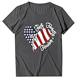 4 de julio Camisas Mujeres Familia Libertad Camiseta Bandera Camisetas Estrellas Rayas Camisas Patrióticas Top Fiesta Mujer Brillante, gris oscuro, M