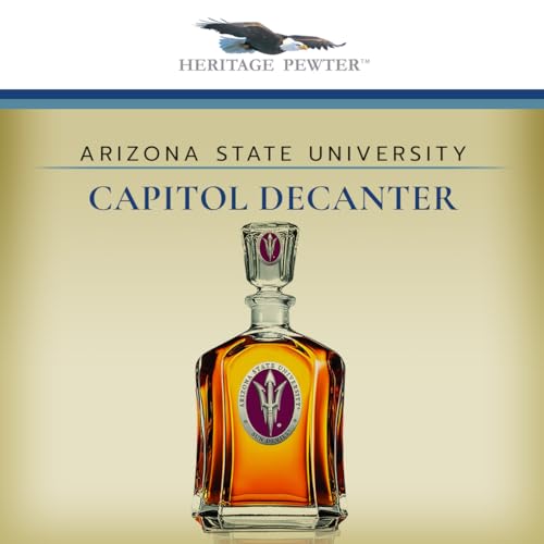 Image of Heritage Pewter ASU Arizona State University Capitol Decanter | 24 OZ Whiskey Decanter for Liquor with Airtight Stopper | Expertly Crafted Pewter Glass