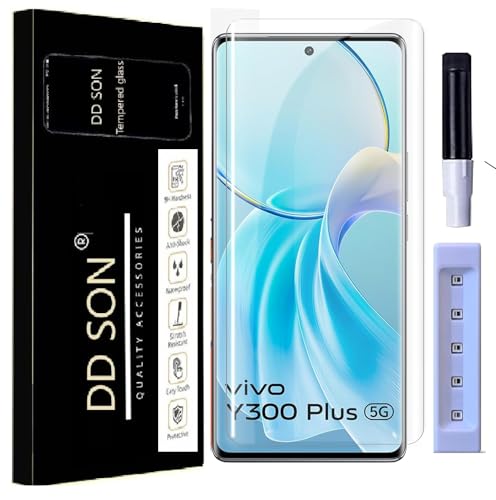 Image of DD SON UV Premium HD+ Tempered Glass Screen Protector Guard Compatible For Vivo Y300 Pro 5G / Y300 Pro+ Plus (6.78 Inch, Pack of 1) Full Adhesive UV Curved Case Friendly HD+ Clarity