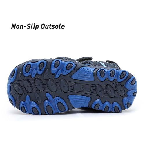 Image of Ahannie Toddler Sandals for Boys Girls Kids Closed Toe Outdoor Summer Shoes | Dual Hook-and-Loop, Adjustable Fit, Protective Wide Toe, Flexible Non-Slip Sole