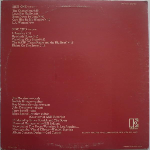 The Doors L.A. Woman Vinyl LP Back Cover