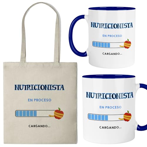 Kembilove® Taza + Bolsa Nutricionista | Regalo Original para Nutricionista Hombre | Set de Regalo para Estudiantes, Profesores y Profesionales de la Nutrición y Dietética
