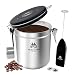 Frescura Coffee Airtight Coffee Canister Storage Container | Keep Ground Coffee & Beans Fresher | Stainless Kitchen Canister with Date Tracker, CO2 - Valve, Bean Scoop and Travel Jar - Silver Steel