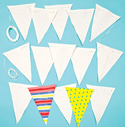 Baker Ross EV858 Design Your Own Fabric Bunting - Pack of 15, for Kids to Paint, Personalise, Decorate and Display for Arts and Crafts Activities Baker Ross EV858 Design Your Own Fabric Bunting - Pack of 15, for Kids to Paint, Personalise, Decorate and Display for Arts and Crafts Activities