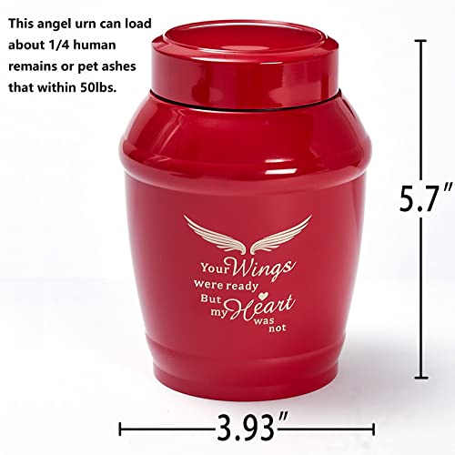 Image of Cremation Urns for Ashes Adult Female, 5.7x4Inch Medium Urns for Human Ashes Adult Female /Male /Mother with Red Angel Wings