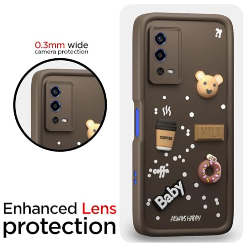 Image of Bintage Ball Bear| Donut| Milk Cake| Baby| Coffee Rubber Case Full Body & Camera Protection Back Cover Compatible for Oppo A55 4G - Brown