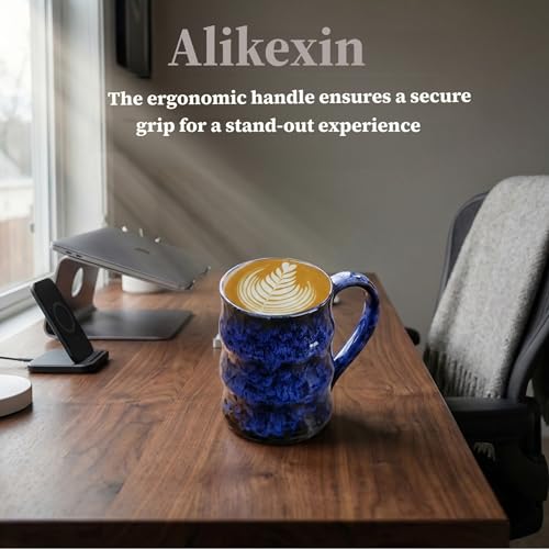 Taza cerámica grande 20oz con diseño bambú azul oscuro miniatura 5
