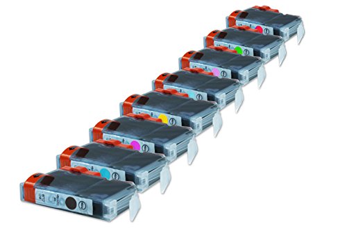 Compatible with Canon Pixma Pro 9000 Series Ink Cartridges Set Black, Cyan, Magenta, Yellow, Light Cyan, Light Magenta, Green, Red - CLI-8 / 6384B010 - Inhalt: 8 x 12 ml