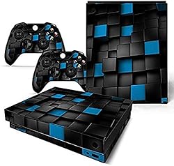 Elton Blue Black Cubes 3M Skin Decal Sticker for X Box One X Console & Two Controllers [Video Game]