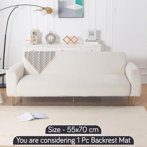 Image of HOKIPO Sofa Backrest Cover with Tassel | 300 GSM Thick Cotton Acrylic Jacquard Fabric Backrest Mat, Size 55x70 cm,'Trivana Series' Charcoal Black (IN-932-J6)
