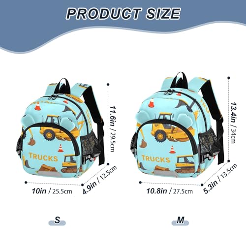 Kid's Backpack for Boys & Girls Toddler Bag Tractors Trucks Pattern Backpack with Safety Leash2
