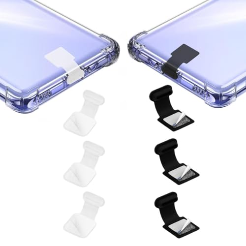 Image of MAK Type C Charging Port Dust Protection Caps, USB C Anti-Lost Dust Plugs Silicone Protectors Type C Plug Covers with Removable Adhesive Compatible with Mobile, Laptop (Black-3, Transparent-3)