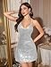 Meetjen Women's Sparkly Glitter Dresses 2025 Sleeveless Spaghetti Strap Sequin Party Sexy Club Vegas Dress Silver XL