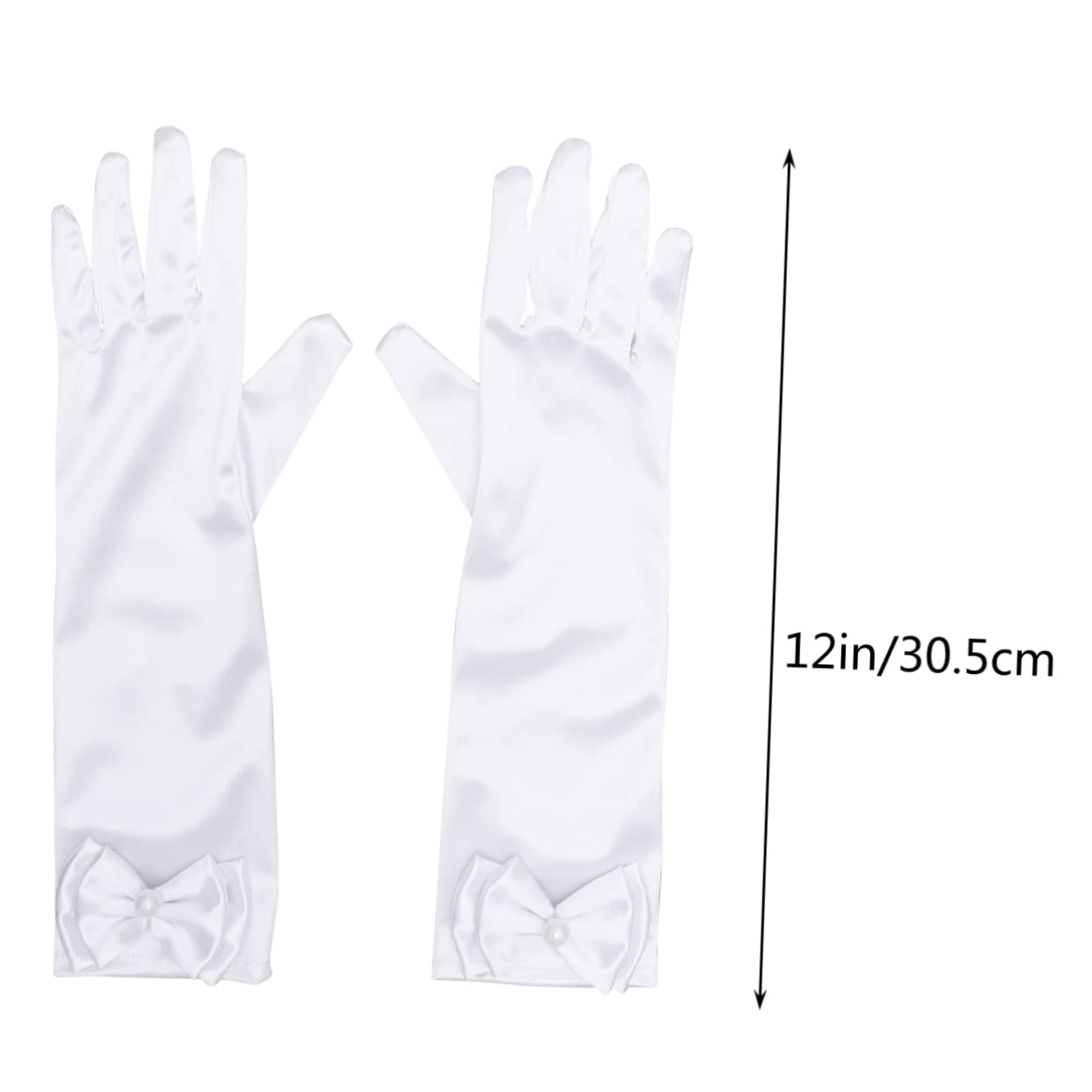 COSMEVIVI Flower Girl Gloves Long Satin Gloves White Wedding Boys and Girls Dress Bowknot Elegant