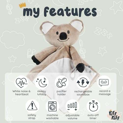 Image of Riff Raff Baby Sleep Toy Soother - Musical Plush Koala with White Noise & Lullaby - Lovey Security Blanket for Newborns & Infants