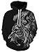Produktbild Ocean Plus Jungen 3D Kapuzenpullover Spaß Sweatshirt Hoodie mit Kängurutasche Sportlich Digitaldruck Pullover mit Kapuze (XXL (Körpergröße: 145-155cm), Schwarzer Löwe)