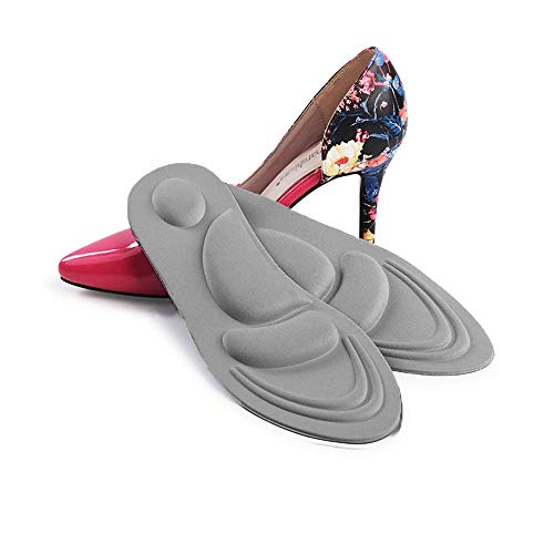 インソール 中敷き ヒールクッション 消臭 扁平足 外反母趾 足底筋膜炎 矯正 土踏まず アーチ かかと 衝撃吸収 疲れにくい 4D 低反発 超軽量 マイサイズ調整 女性用 (グレー)