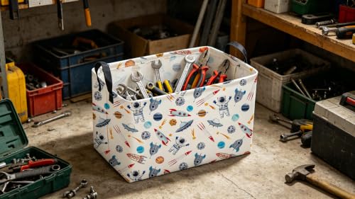 Image of Sanjiaofeng Rectangular Astronaut Basket,Dirty Clothes Basket,Party Baskets,Space Room Decor(Rocket)