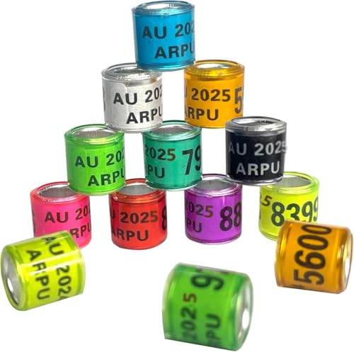 100Pcs Multicolor Aluminium Pigeon Leg Rings Dove Leg Rings with 2025 AU Pigeon Foot Ring with Word Earring, Quality Durable, Quail Leg Bands Baby Chick Leg Bands Pigeon Bands Chicken Leg Bands Rings