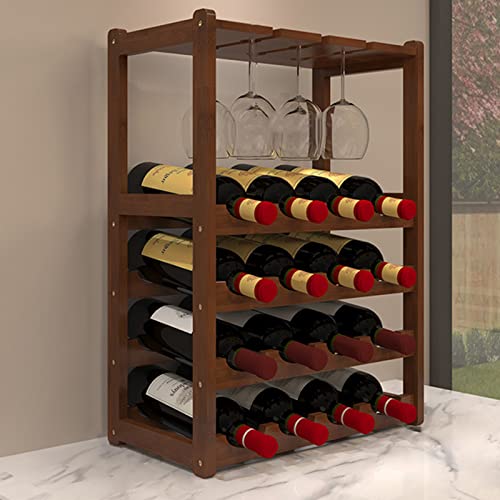 Soporte de bambú para 9 botellas y 4 copas