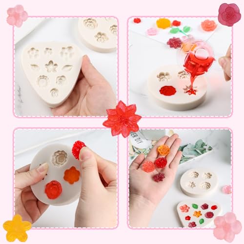Loveinusa HTG0242 2Pcs Silicone Molds, Resin Mold Cake Fondant Silicone Mold Fondant Clay Mould Flower Silicone Mold Flower Shape Diy Decorating Tool thumb #3