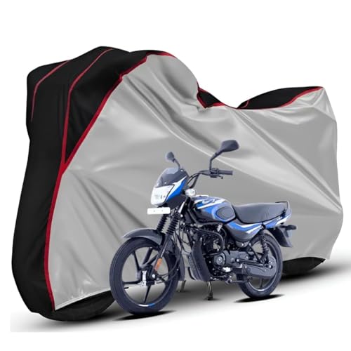 Image of Waterproof Bike Body Cover Compatible with Honda Ct100 Dustproof Scratchproof - Motorcycle Cover for Two Wheeler, Outdoor Full Cover with UV, Duty, Rain Protection (Silver Top Black) R1