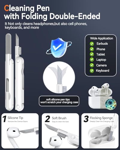 Image of Dual Safety Lock for AirPods 4 Case 2024, Compatible with MagSafe - Designed with Automatic Switch and Phone Stand, Includes a Cleaner & Keychain - Rugged Tough Hard Shell for Apple AirPods 4