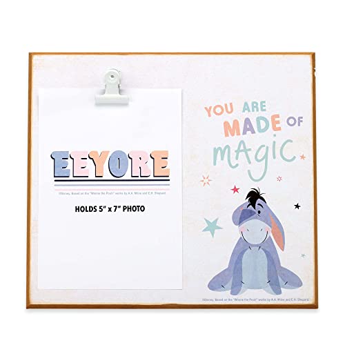 Open Road Brands Disney Winnie The Pooh Eeyore Made of Magic Wood Photo Clip Frame for 5x7 Picture - Cute Eeyore Photo Frame, Blue/Gray