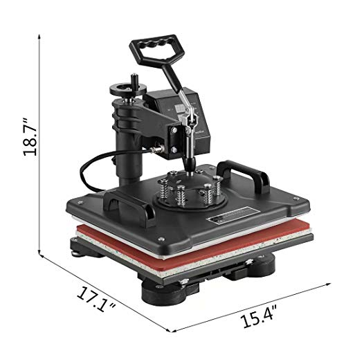 SmarketBuy Heat Press 12x15 Inch Swing Away Design Heat Transfer Machine for T Shirts Hat Mug Plate (5 in 1)