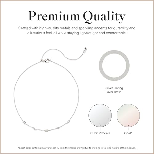 Rocksbox Gem Choker Necklace - Choker Necklace for Women - High Polish Plating with White Opal and Cubic Zirconia - Premium Quality Jewelry - 14" with Extender3