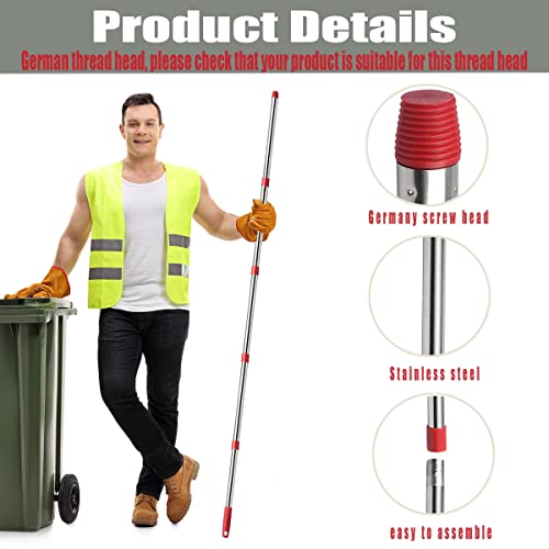 Anrekeyh 6Ft Mop Handle Replacement Parts For Ocedar Easywring Microfiber Spin Mop, 5 Section 23-73In Stainless Steel German Thread Head Mop Handle Compatible With Microfiber Mop And Angle Broom #TOP4
