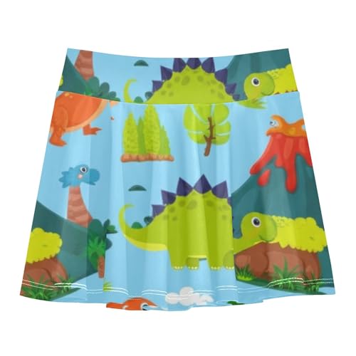 Joisal Athletic Shorts Girls Skorts Cute Dinosaurs Landscape Toddler Tennis Skirts Summer Girl Skort 3t