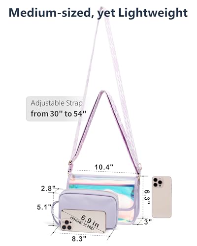Image of PACKISM Clear Bag for Stadium Events - Clear Purses for Women Transparent Crossbody Messenger Bag for Concerts Game Day