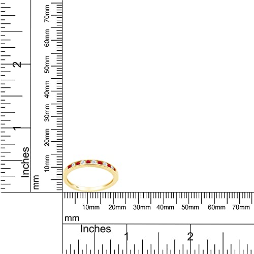 AFFY Round White Natural Diamond & Simulated Pink Ruby Half Eternity Stackable Wedding Band Ring In 14K Gold Over Sterling Silver For Women (Clarity : I2-I3, Color : I-J, 0.25 Cttw)4