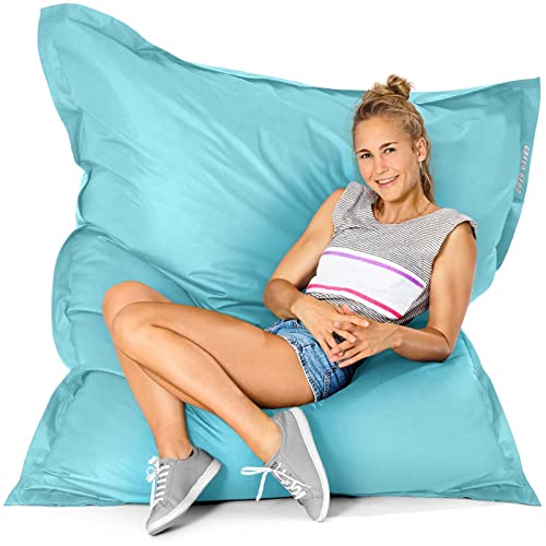 Green Bean© Poltrona a sacco da interni XXL 140x180cm 380 L imbottitura in perle EPS per bambini e adulti Cuscino gigante Lavabile Resistente alle intemperie Sedia Cuscino per pavimento Acquamarina