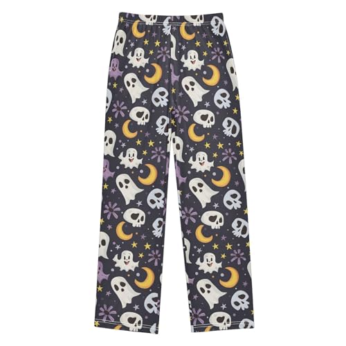 Pajama Pants Halloween Ghosts Skulls Moons PJ Bottoms Sleepwear Lounge Sleep Pant with Pockets