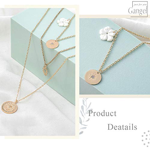 White-Heishi-Surfer-Choker-Layered-Necklace-Summer-Flower-Gold-Helios-Pendant-Pretty-Stylish-Floral-Chain-Jewelry-for-Prom-Party-Dating-Gifts-for-Women-and-Girls - DumpADate.com