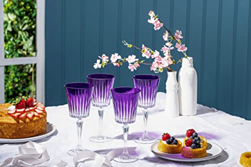 Barski Wine Glass - Goblet - Red Wine - White Wine - Purple - Water Glass - Stemmed Glasses - Set Of 6 Goblets - Crystal Like Glass - 10 Oz. Beautifully Designed Made In Europe #TOP1