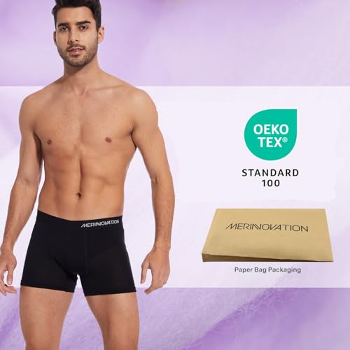 MERINNOVATION 100% Merino Wool Boxer Briefs for Men 2 Packs Underwear Boy Shorts Everyday Weight Breathable Anti-Odor3
