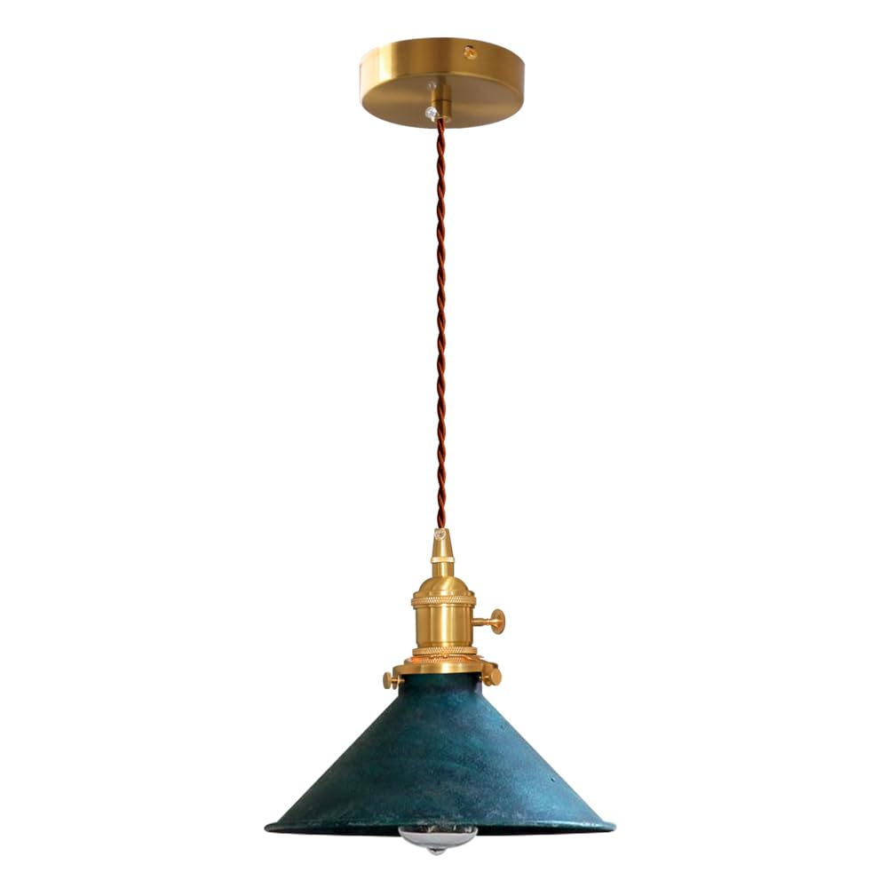 KBUUKYYXouy Vintage Industrial Style Pendant Lamp, E26 Light Source Single Head Hanging, Height Adjustable Ceiling Chandelier, Restaurant Living Room Balcony Decoration Fixtures