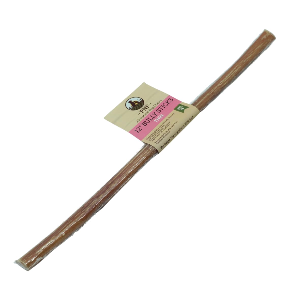 12" Bully Stick (Thin) - 1 piece - Dog Chew - Made from Antibiotic-free, hormones-free Beef - Ideal for smaller breeds and senior dogs